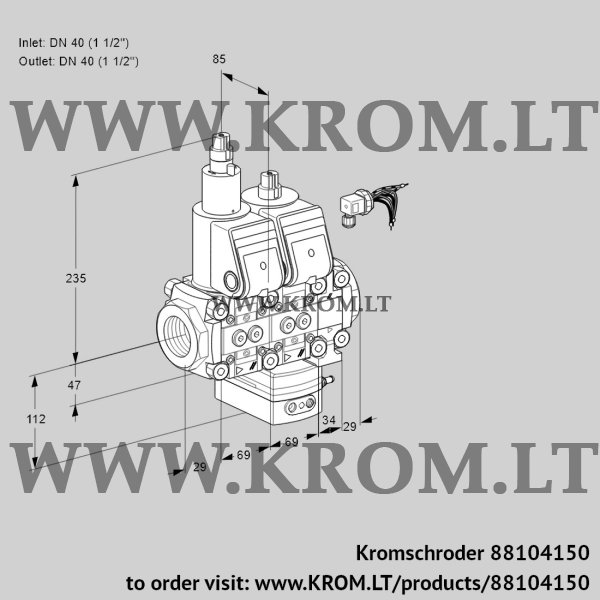 Kromschroder VCH 2E40R/40R05LHEVKR/PPPP/PPPP, 88104150 flow rate regulator, 88104150