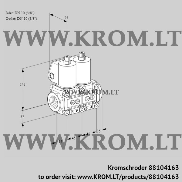 Kromschroder VCS 1E10R/10R05NNWL/PPPP/PPPP, 88104163 double solenoid valve, 88104163