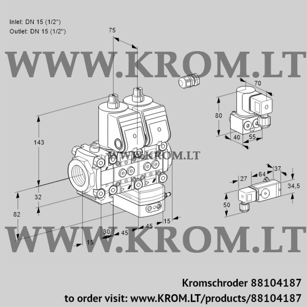 Kromschroder VCD 1E15R/15R05F2ND-25WR/PP-1/PPBY, 88104187 pressure regulator, 88104187