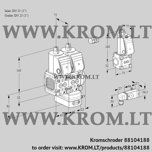 Kromschroder VCD 1E25R/25R05FND-25WR/PP-1/PPBS, 88104188 pressure regulator, 88104188