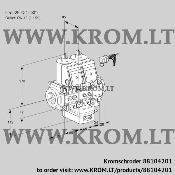 Kromschroder VCG 2E40R/40R05NGEVWR/PPMM/PPPP, 88104201 air/gas ratio control, 88104201
