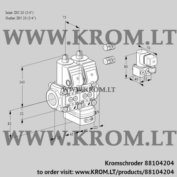 Kromschroder VCG 1E20R/20R05NGEWR3/PPPP/PPBY, 88104204 air/gas ratio control, 88104204