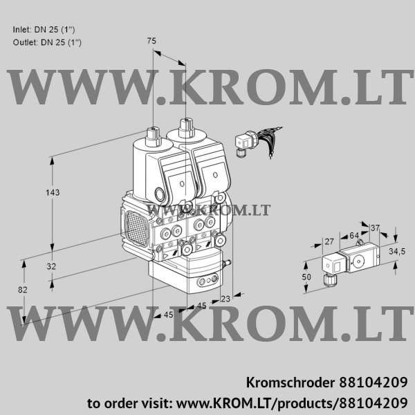 Kromschroder VCD 1E25R/25R05FND-50WR/3-PP/PPPP, 88104209 pressure regulator, 88104209