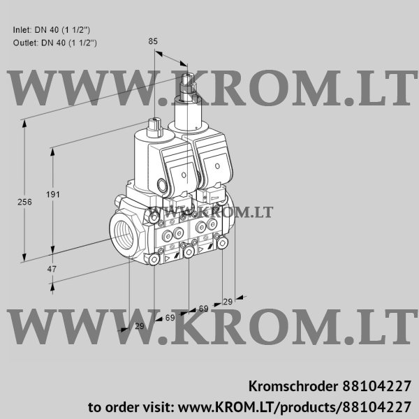 Kromschroder VCS 2T40N/40N05NLQSR/PPPP/PPPP, 88104227 double solenoid valve, 88104227