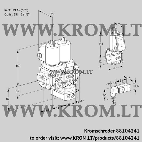 Kromschroder VCD 1T15N/15N05ND-100QSL/PPZS/2--3, 88104241 pressure regulator, 88104241