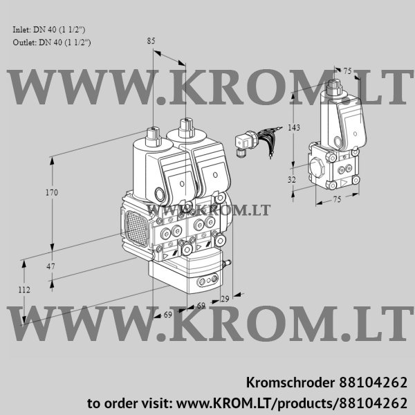 Kromschroder VCD 2E40R/40R05FND-50WR/PPPP/PPZS, 88104262 pressure regulator, 88104262