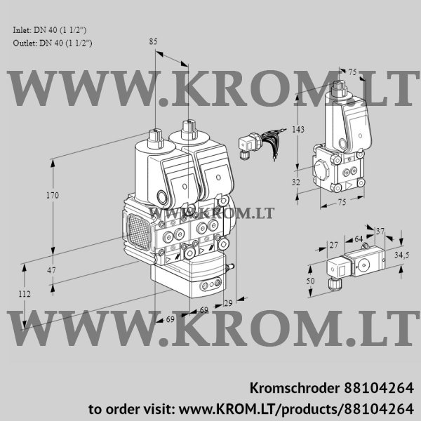 Kromschroder VCD 2E40R/40R05FND-50WR/PP3-/PPZS, 88104264 pressure regulator, 88104264