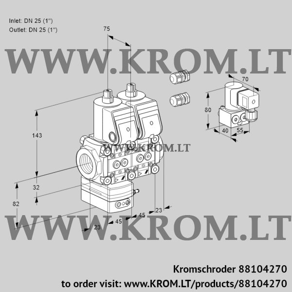 Kromschroder VCD 1E25R/25R05D-25NWR3/PPPP/PPBY, 88104270 pressure regulator, 88104270