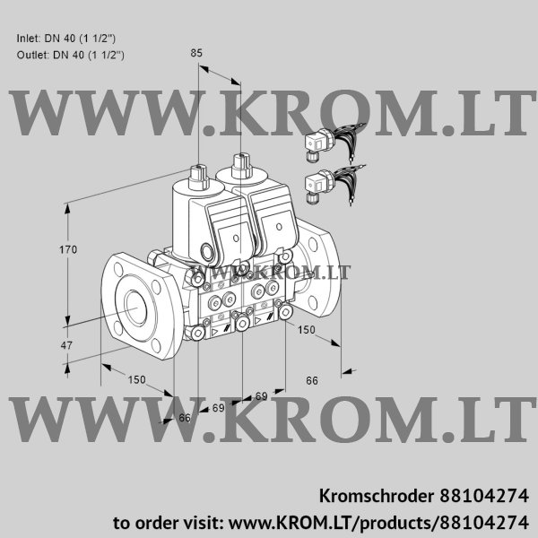 Kromschroder VCS 2E40F/40F05NNKR6/PPPP/PPPP, 88104274 double solenoid valve, 88104274