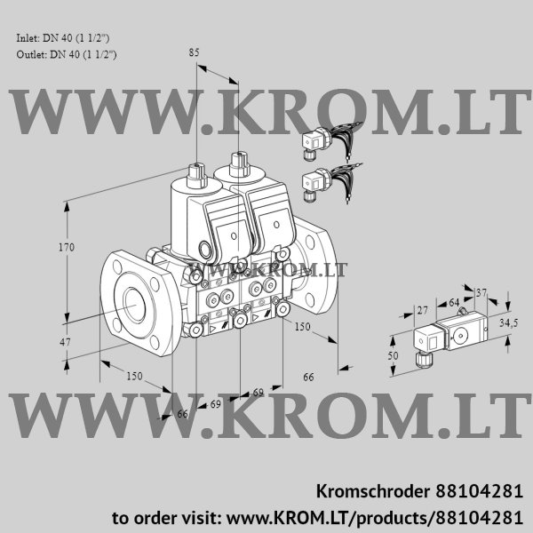 Kromschroder VCS 2E40F/40F05NNKR6/3-PP/PPPP, 88104281 double solenoid valve, 88104281