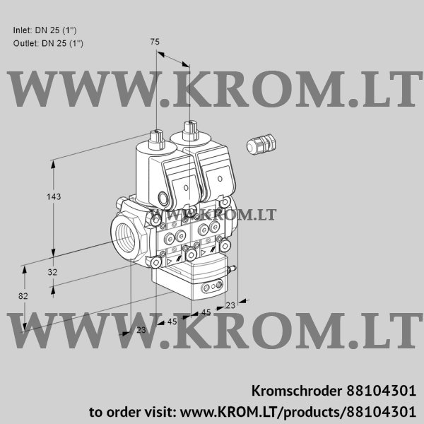 Kromschroder VCG 1E25R/25R05NGEWR3/PPPP/PPPP, 88104301 air/gas ratio control, 88104301