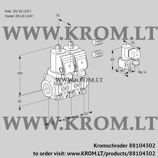 Kromschroder VCS 1E20R/20R05NNKGR3/PPPP/PPZY, 88104302 double solenoid valve, 88104302