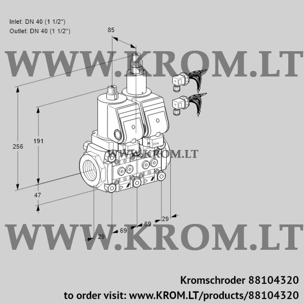 Kromschroder VCS 2E40R/40R05NLWGR8/PPPP/PPPP, 88104320 double solenoid valve, 88104320