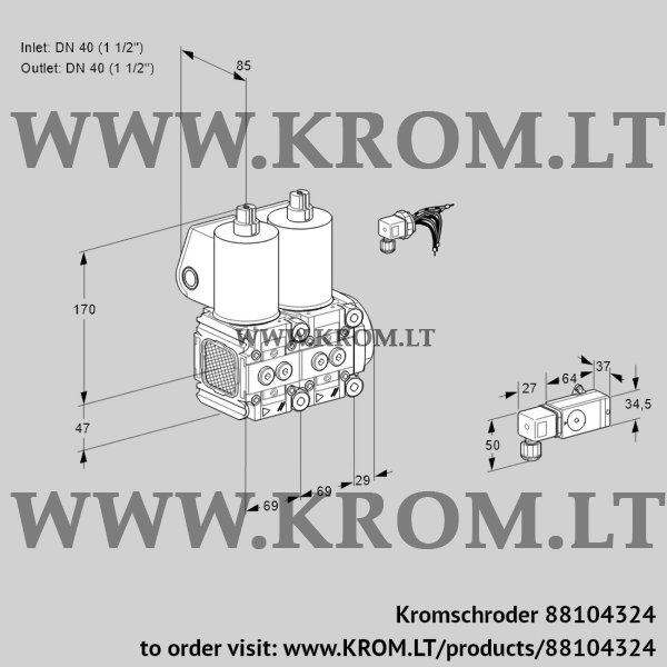 Kromschroder VCS 2E40R/40R05FNNWL/PPPP/2-PP, 88104324 double solenoid valve, 88104324