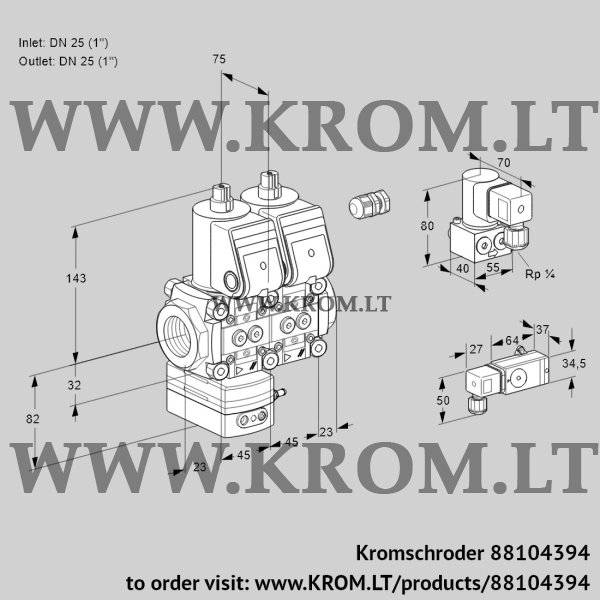 Kromschroder VCD 1E25R/25R05D-25NWR/3-PP/PPZY, 88104394 pressure regulator, 88104394