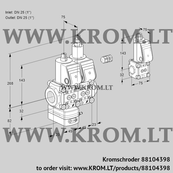 Kromschroder VCD 1E25R/25R05D-100LWR/PPPP/PPZS, 88104398 pressure regulator, 88104398