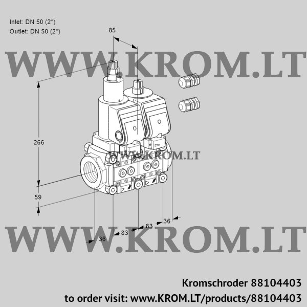 Kromschroder VCS 3E50R/50R05LNWGR3/PPPP/PPPP, 88104403 double solenoid valve, 88104403