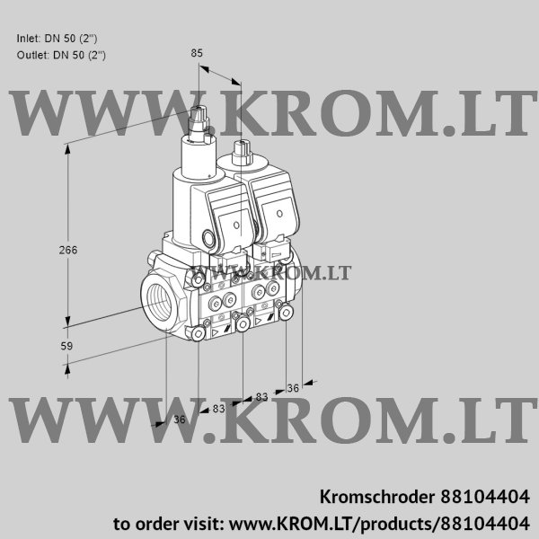 Kromschroder VCS 3E50R/50R05LNWGR/PPPP/PPPP, 88104404 double solenoid valve, 88104404