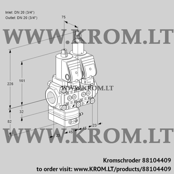 Kromschroder VCD 1T20N/20N05D-100LQSR/PPPP/PPPP, 88104409 pressure regulator, 88104409