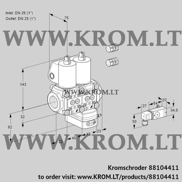 Kromschroder VCD 1E25R/25R05ND-50WL3/PPPP/1--3, 88104411 pressure regulator, 88104411