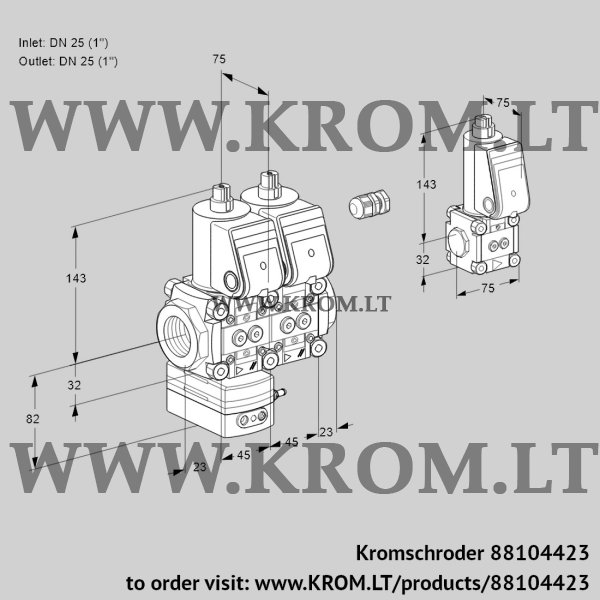 Kromschroder VCD 1E25R/25R05D-100NWR/PPPP/BSPP, 88104423 pressure regulator, 88104423