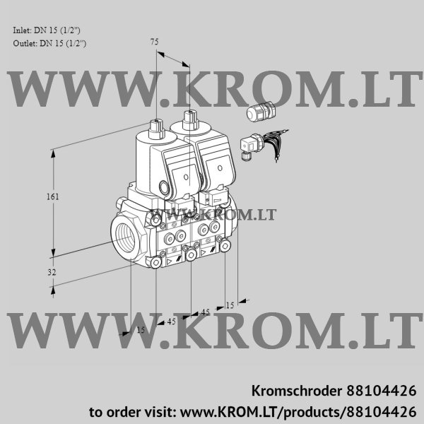 Kromschroder VCS 1E15R/15R05NNKGR8/PPPP/PPPP, 88104426 double solenoid valve, 88104426