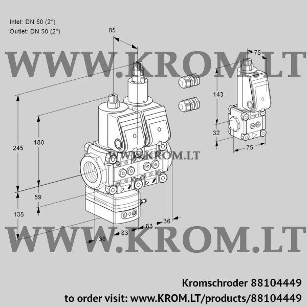 Kromschroder VCD 3E50R/50R05D-100LWR3/PPPP/PPZS, 88104449 pressure regulator, 88104449