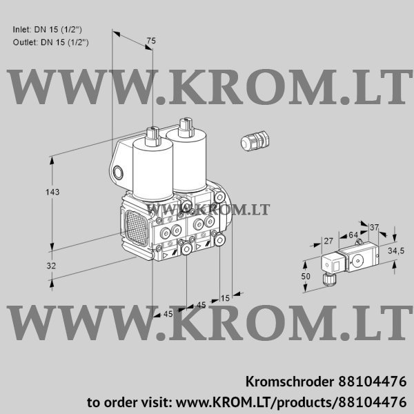 Kromschroder VCS 1E15R/15R05FNNWL/PPPP/2--3, 88104476 double solenoid valve, 88104476