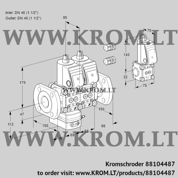 Kromschroder VCD 2E40F/40F05D-100NWR3/PPPP/PPBS, 88104487 pressure regulator, 88104487