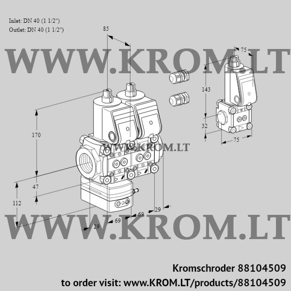 Kromschroder VCD 2E40R/40R05D-100NWR3/PPPP/PPZS, 88104509 pressure regulator, 88104509