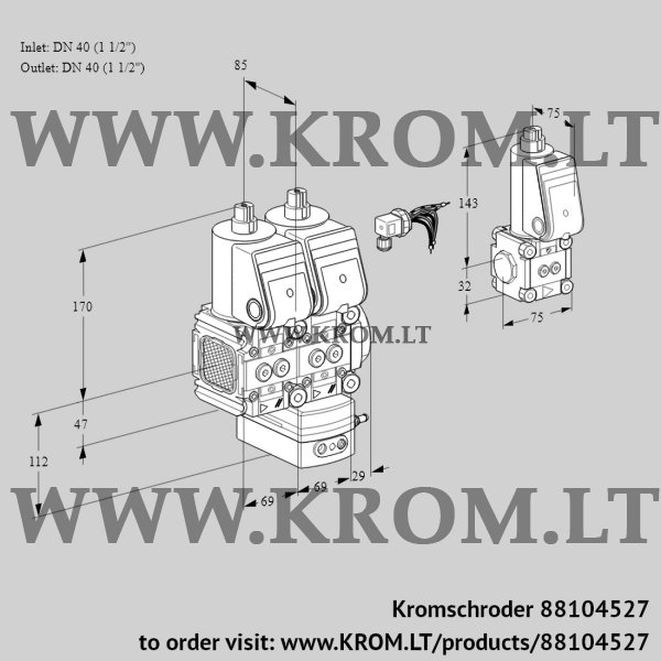 Kromschroder VCD 2E40R/40R05FND-50WR/PPPP/ZSPP, 88104527 pressure regulator, 88104527