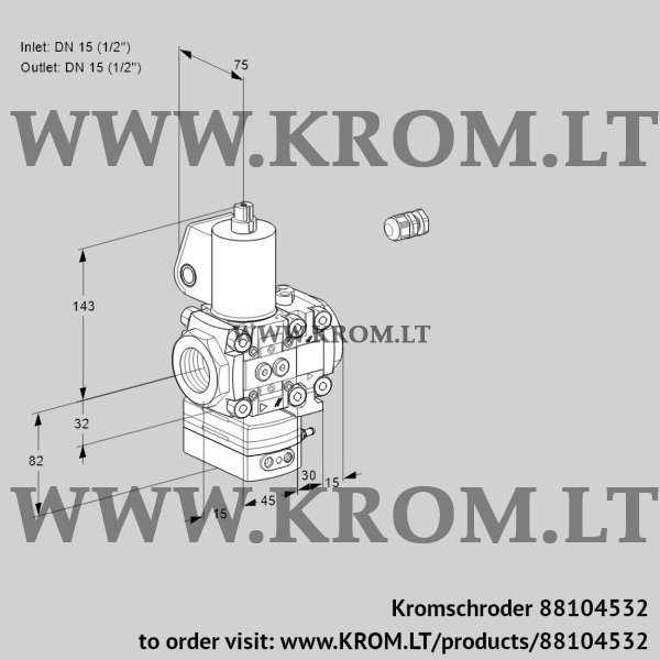 Kromschroder VAH 1E15R/15R05HEVWL/PP/PP, 88104532 flow rate regulator, 88104532