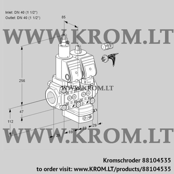 Kromschroder VCH 2E40R/40R05LHEWGR7/PPPP/PPPP, 88104535 flow rate regulator, 88104535