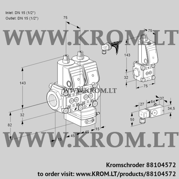 Kromschroder VCG 1E15R/15R05NGEWR/-3PP/PPBS, 88104572 air/gas ratio control, 88104572