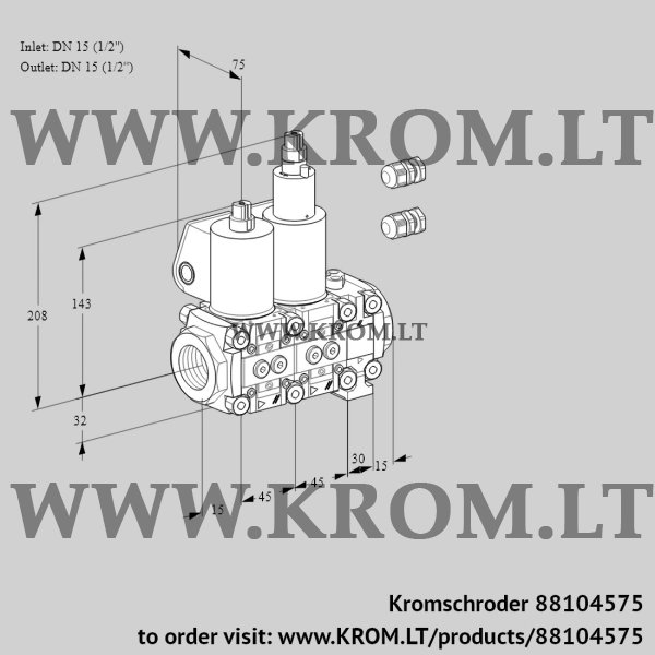 Kromschroder VCS 1E15R/15R05NLVWL3/PPPP/PPPP, 88104575 double solenoid valve, 88104575