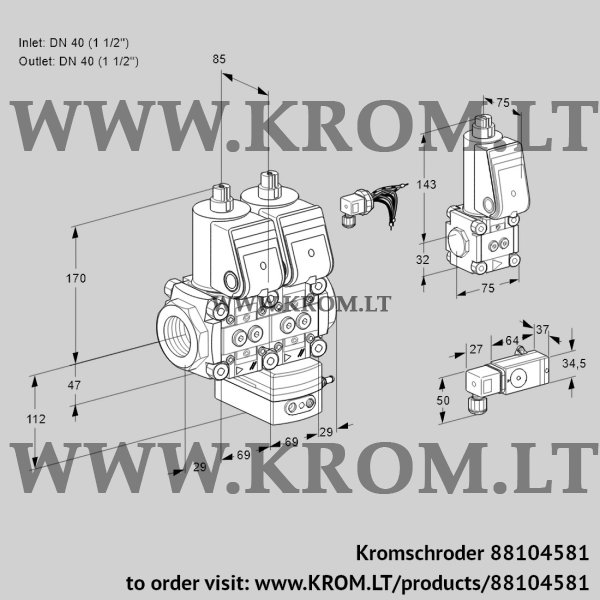 Kromschroder VCG 2E40R/40R05NGEWR/4-PP/3-BS, 88104581 air/gas ratio control, 88104581