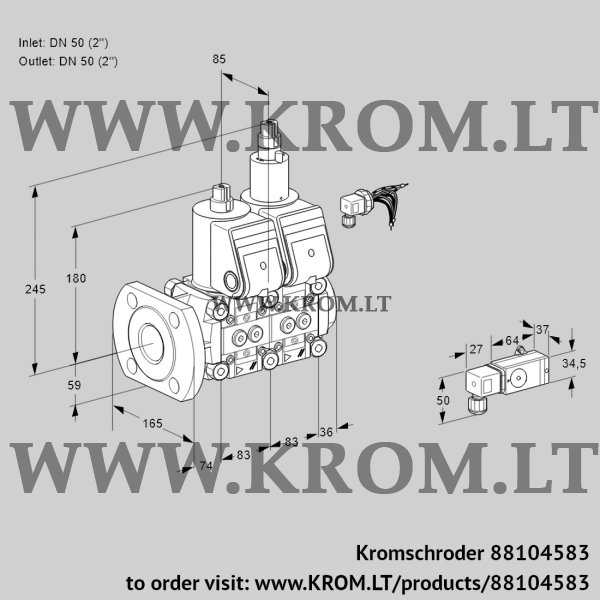 Kromschroder VCS 3E50F/50R05NLWR/3-PP/3-PP, 88104583 double solenoid valve, 88104583