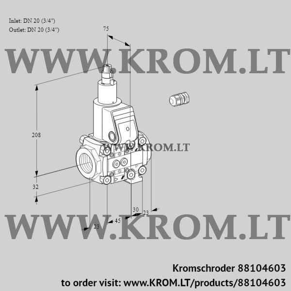 Kromschroder VAS 1E20R/20R05LVWR/PP/PP, 88104603 gas solenoid valve, 88104603