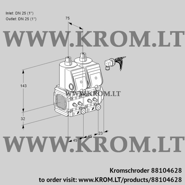 Kromschroder VCS 1E25R/25R05FNNWR/MMMM/PPPP, 88104628 double solenoid valve, 88104628