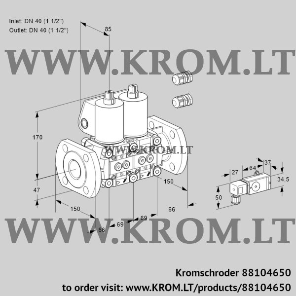 Kromschroder VCS 2E40F/40F05NNKL3/PPPP/2--3, 88104650 double solenoid valve, 88104650