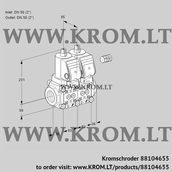 Kromschroder VCS 3E50R/50R05NNWSR/PPPP/PPPP, 88104655 double solenoid valve, 88104655