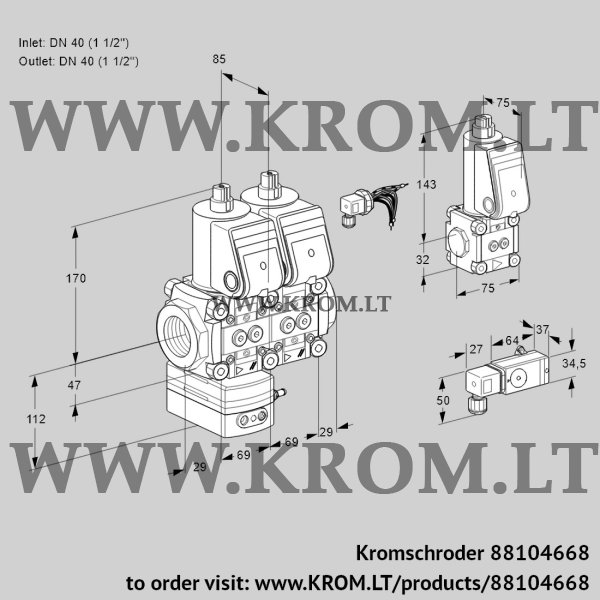 Kromschroder VCG 2E40R/40R05GENWR/4-PP/3-ZS, 88104668 air/gas ratio control, 88104668