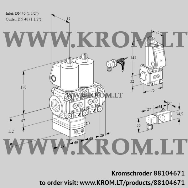 Kromschroder VCG 2E40R/40R05GENWL/4-ZS/3-PP, 88104671 air/gas ratio control, 88104671