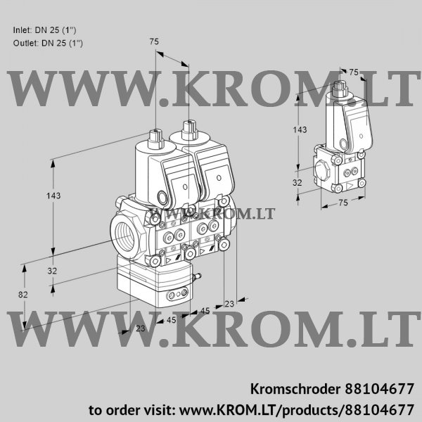Kromschroder VCG 1T25N/25N05GANQR/PPPP/PPZS, 88104677 air/gas ratio control, 88104677