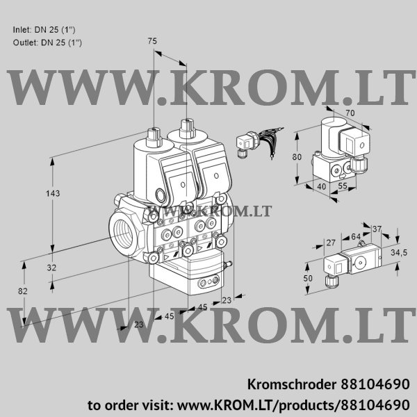 Kromschroder VCG 1E25R/25R05NGEWR/2--3/PPBY, 88104690 air/gas ratio control, 88104690