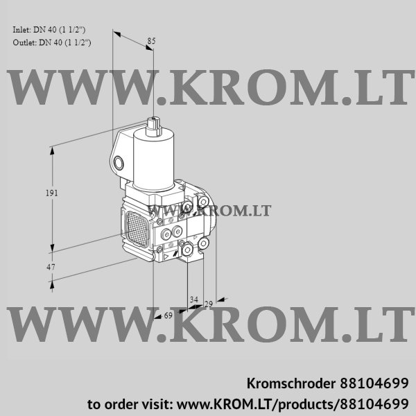 Kromschroder VAS 2T40N/40N05FNVQSL/PP/PP, 88104699 gas solenoid valve, 88104699