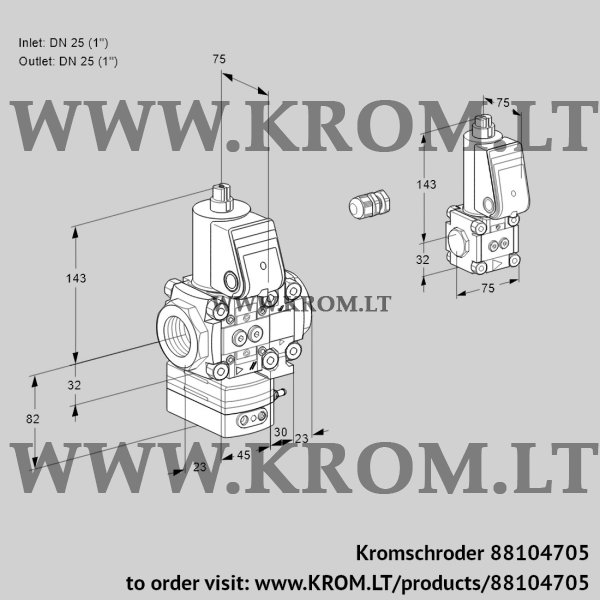 Kromschroder VAH 1E25R/25R05HEVWR/PP/BS, 88104705 flow rate regulator, 88104705