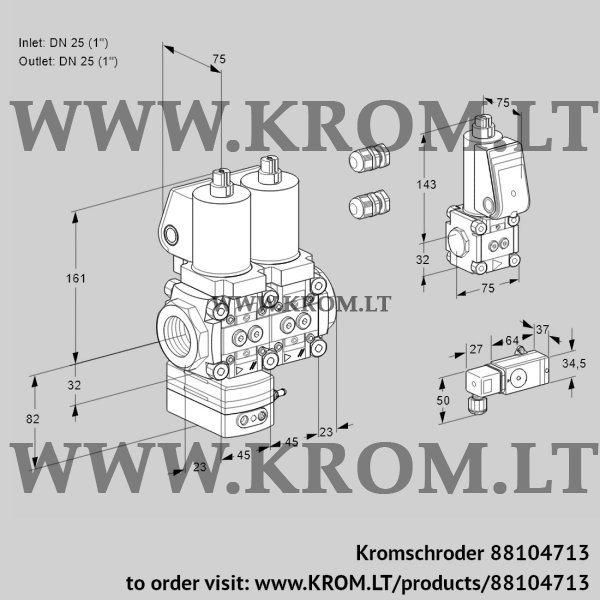 Kromschroder VCV 1E25R/25R05VKNWSL3/PPBS/MM-2, 88104713 air/gas ratio control, 88104713