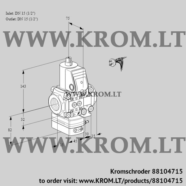 Kromschroder VAG 1E15R/15R05GEVWR/PP/PP, 88104715 air/gas ratio control, 88104715