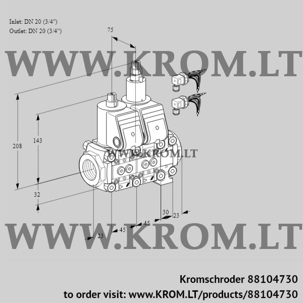 Kromschroder VCS 1E20R/20R05NLVWR6/PPPP/PPPP, 88104730 double solenoid valve, 88104730